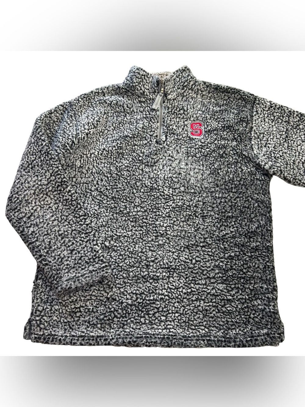 J. America Vintage NC State Wolfpack Sherpa Fleece 1/4 Zip Pullover Gray XL